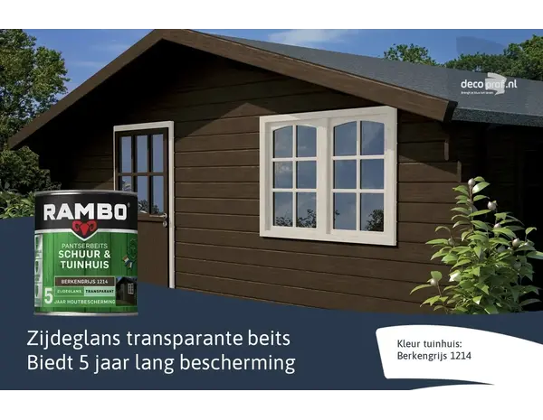 Rambo Pantserbeits Schuur&Tuinhuis Zijdeglans Transparant Berkengrijs 1214 Rambo Pantserbeits Schuur&Tuinhuis Zijdeglans Transparant Berkengrijs 1214
