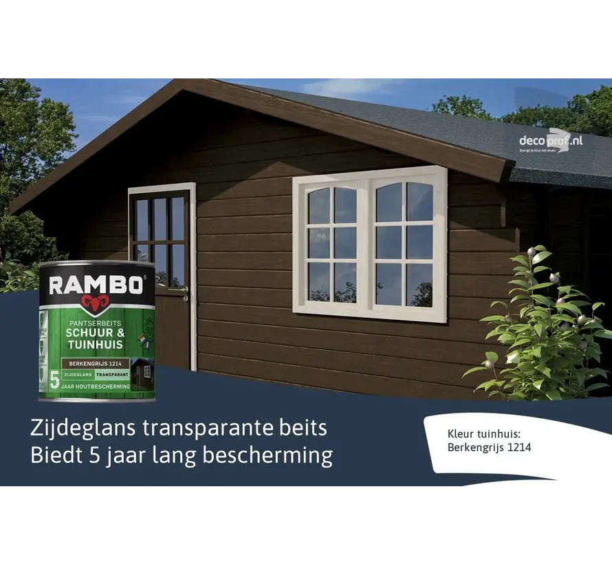 Rambo Pantserbeits Schuur&Tuinhuis Zijdeglans Transparant Berkengrijs 1214 - 750 ML
