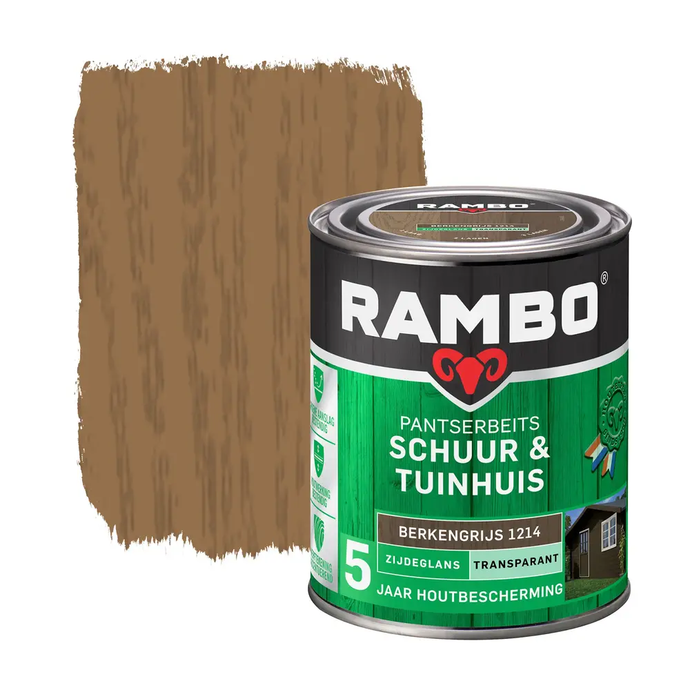 Rambo Pantserbeits Schuur&Tuinhuis Zijdeglans Transparant Berkengrijs 1214 Rambo Pantserbeits Schuur&Tuinhuis Zijdeglans Transparant Berkengrijs 1214