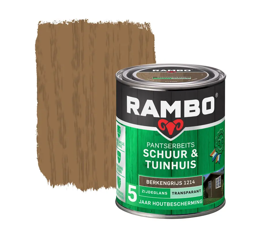 Rambo Pantserbeits Schuur&Tuinhuis Zijdeglans Transparant Berkengrijs 1214 - 750 ML