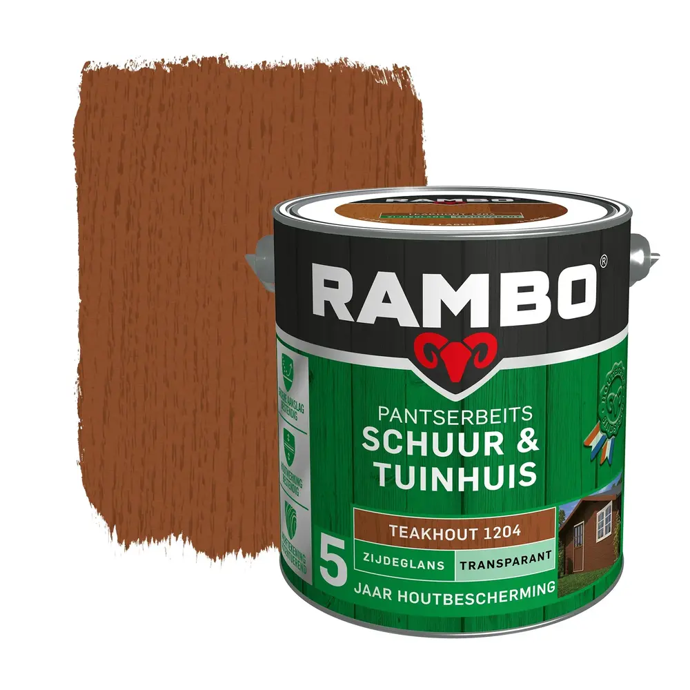 Rambo Pantserbeits Schuur&Tuinhuis Zijdeglans Transparant Teakhout 1204 Rambo Pantserbeits Schuur&Tuinhuis Zijdeglans Transparant Teakhout 1204