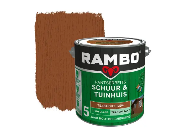 Rambo Pantserbeits Schuur&Tuinhuis Zijdeglans Transparant Teakhout 1204 Rambo Pantserbeits Schuur&Tuinhuis Zijdeglans Transparant Teakhout 1204