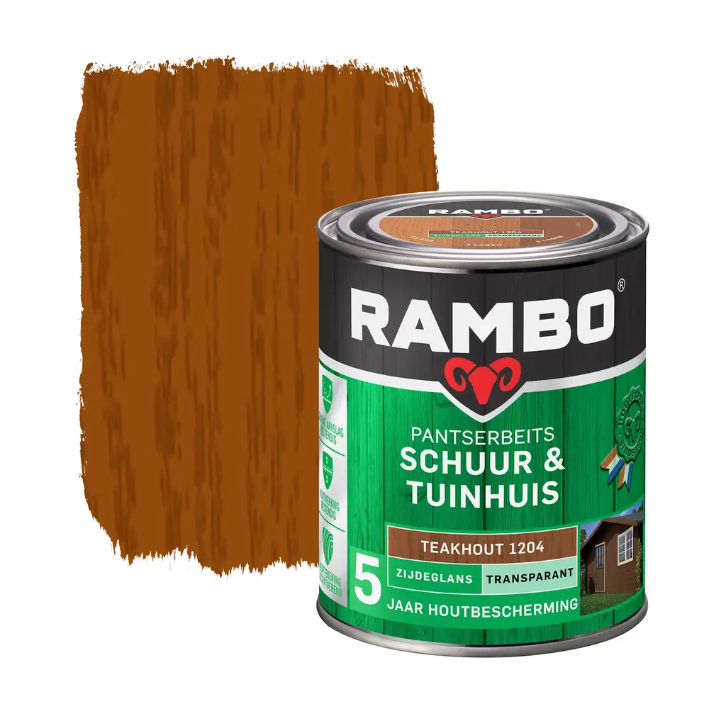 Rambo Pantserbeits Schuur&Tuinhuis Zijdeglans Transparant Teakhout 1204 Rambo Pantserbeits Schuur&Tuinhuis Zijdeglans Transparant Teakhout 1204