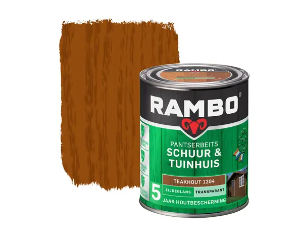 Rambo Pantserbeits Schuur&Tuinhuis Zijdeglans Transparant Teakhout 1204 Rambo Pantserbeits Schuur&Tuinhuis Zijdeglans Transparant Teakhout 1204