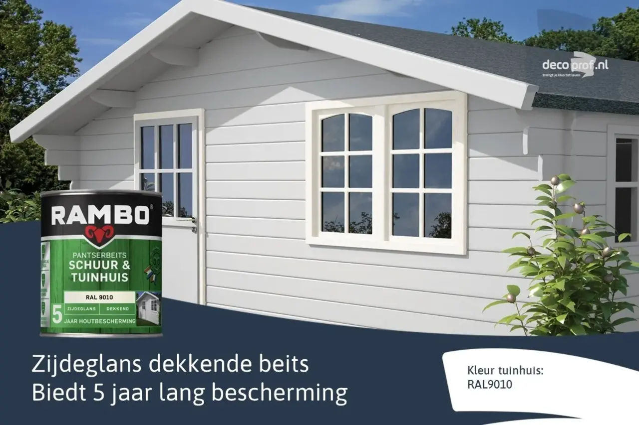 Rambo Pantserbeits Schuur&Tuinhuis Zijdeglans Dekkend RAL 9010 Rambo Pantserbeits Schuur&Tuinhuis Zijdeglans Dekkend RAL 9010