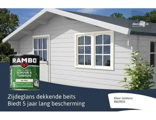 Rambo Pantserbeits Schuur&Tuinhuis Zijdeglans Dekkend RAL 9010 Rambo Pantserbeits Schuur&Tuinhuis Zijdeglans Dekkend RAL 9010