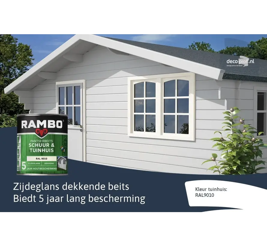 Rambo Pantserbeits Schuur&Tuinhuis Zijdeglans Dekkend RAL 9010 - 750 ML