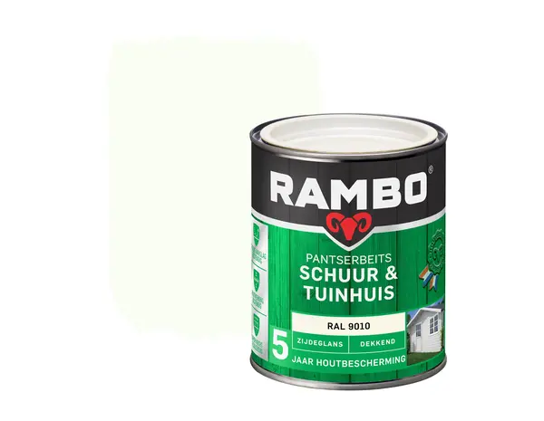 Rambo Pantserbeits Schuur&Tuinhuis Zijdeglans Dekkend RAL 9010 Rambo Pantserbeits Schuur&Tuinhuis Zijdeglans Dekkend RAL 9010