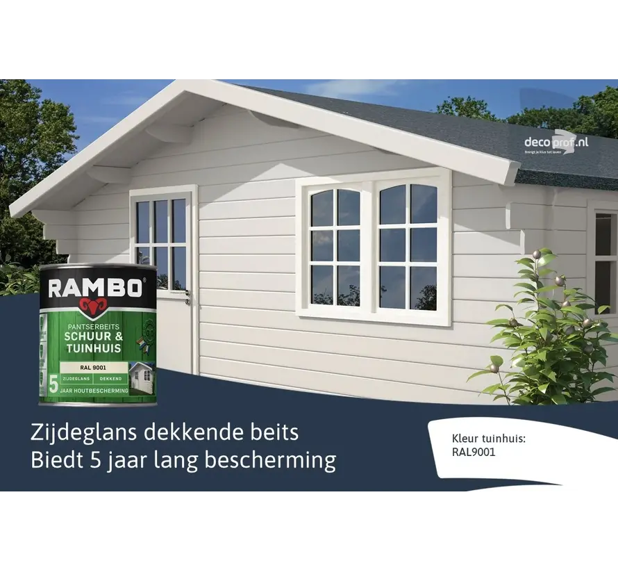 Rambo Pantserbeits Schuur&Tuinhuis Zijdeglans Dekkend RAL 9001 - 750 ML