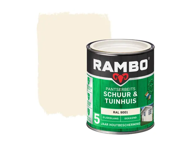 Rambo Pantserbeits Schuur&Tuinhuis Zijdeglans Dekkend RAL 9001 Rambo Pantserbeits Schuur&Tuinhuis Zijdeglans Dekkend RAL 9001