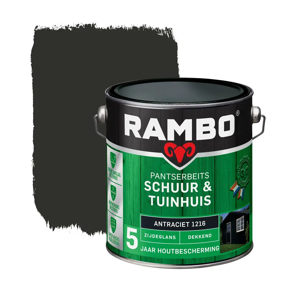 Rambo Pantserbeits Schuur&Tuinhuis Zijdeglans Dekkend Antraciet 1216 Rambo Pantserbeits Schuur&Tuinhuis Zijdeglans Dekkend Antraciet 1216