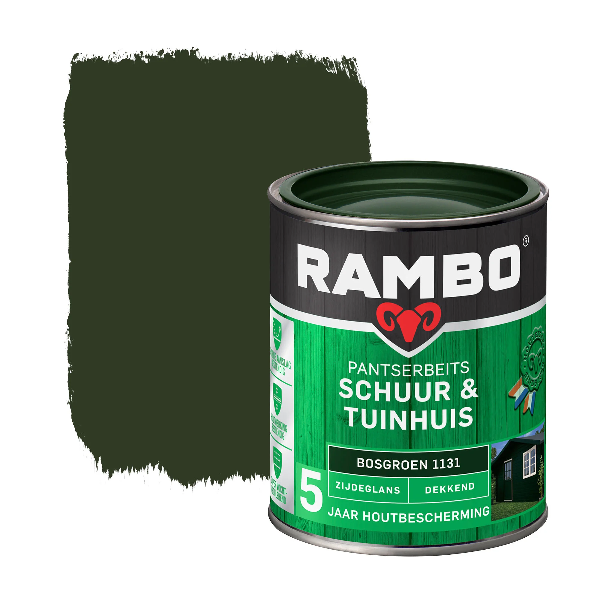 Pantserbeits Schuur&Tuinhuis Zijdeglans Dekkend Bosgroen 1131 | 750 ML