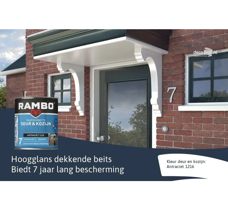 Rambo Pantserbeits Deur&Kozijn Hoogglans Dekkend Antraciet 1216 - 750 ML