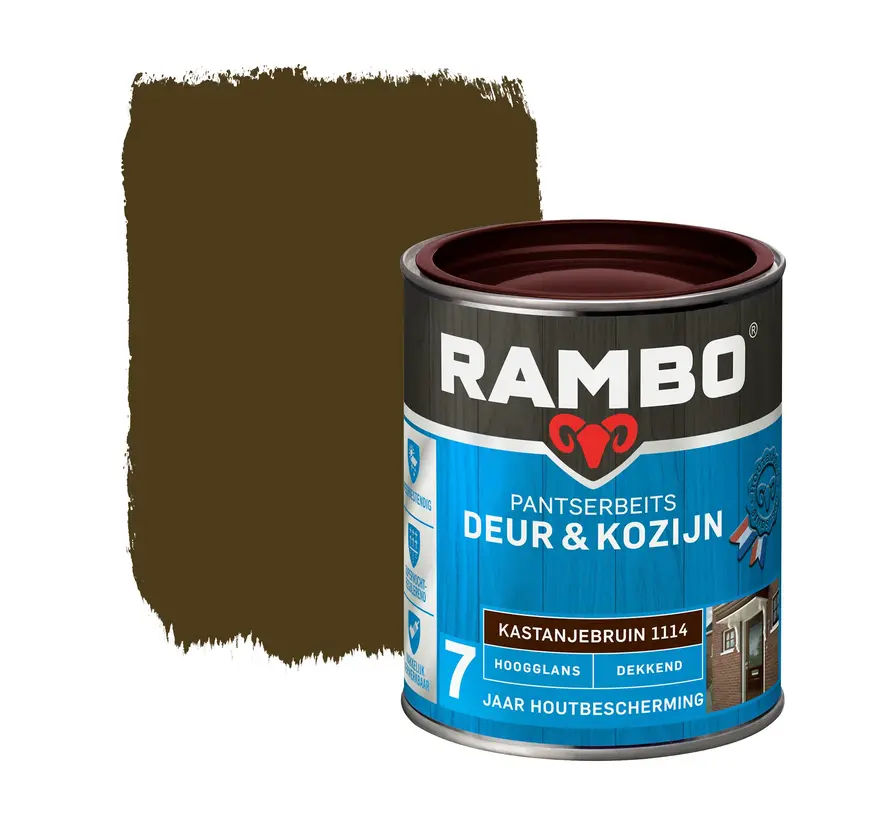 Rambo Pantserbeits Deur&Kozijn Hoogglans Dekkend Kastanjebruin 1114 - 750 ML