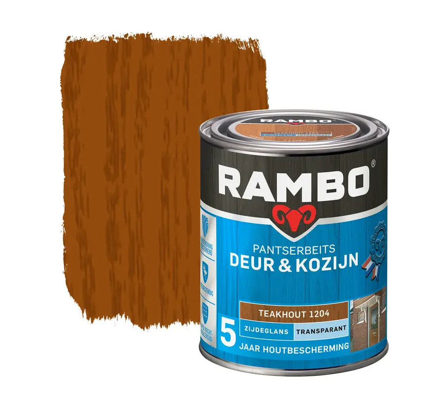 Rambo Pantserbeits Deur&Kozijn Zijdeglans Transparant Teakhout 1204 - 750 ML