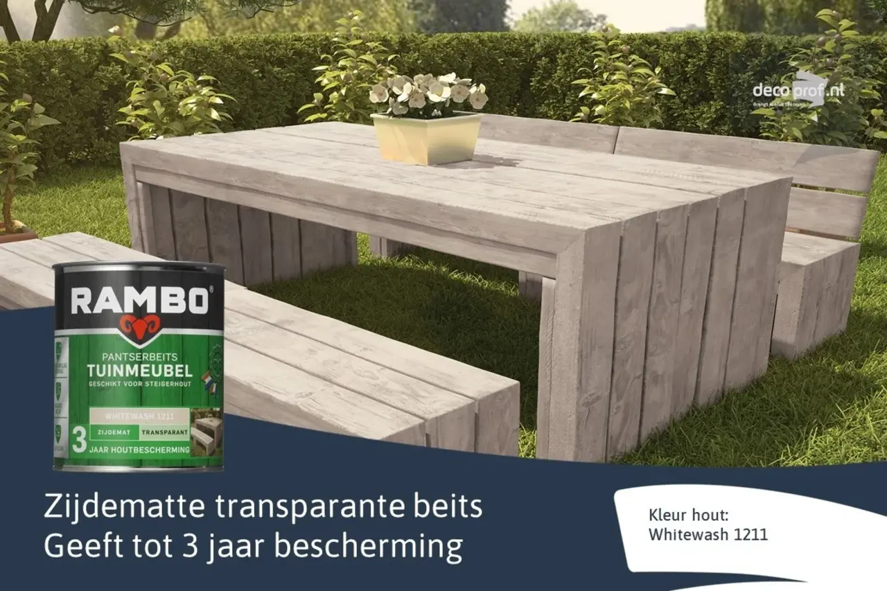 Rambo Pantserbeits Tuinmeubel Zijdeglans Transparant Whitewash 1211 Rambo Pantserbeits Tuinmeubel Zijdeglans Transparant Whitewash 1211