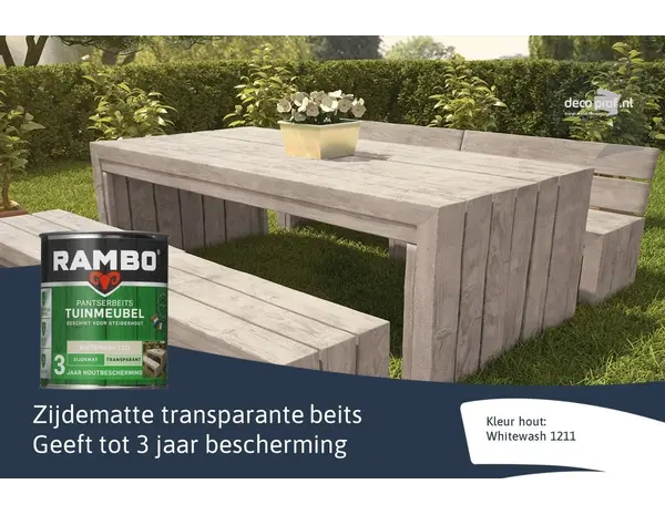 Rambo Pantserbeits Tuinmeubel Zijdeglans Transparant Whitewash 1211 Rambo Pantserbeits Tuinmeubel Zijdeglans Transparant Whitewash 1211