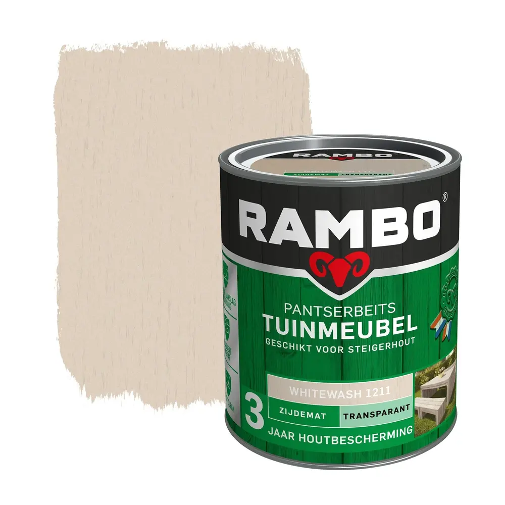 Rambo Pantserbeits Tuinmeubel Zijdeglans Transparant Whitewash 1211 Rambo Pantserbeits Tuinmeubel Zijdeglans Transparant Whitewash 1211