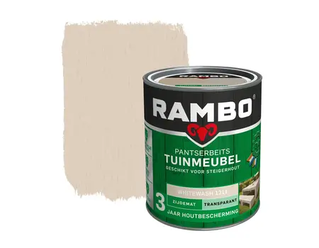 Rambo Pantserbeits Tuinmeubel Zijdeglans Transparant Whitewash 1211