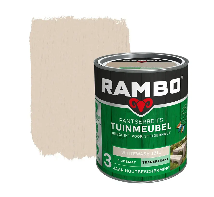 Rambo Pantserbeits Tuinmeubel Zijdeglans Transparant Whitewash 1211 - 750 ML