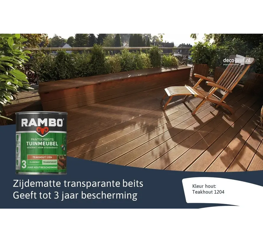 Rambo Pantserbeits Tuinmeubel Zijdeglans Transparant Teakhout 1204 - 750 ML