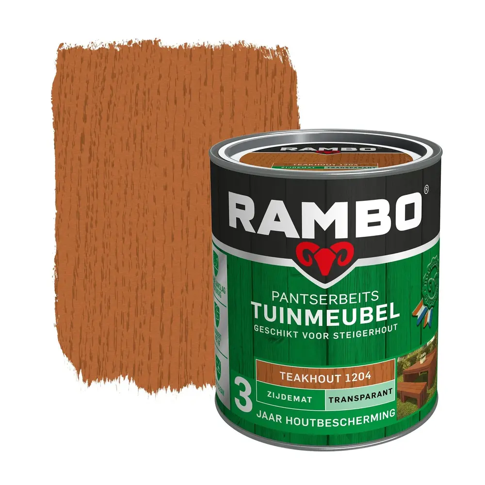 Rambo Pantserbeits Tuinmeubel Zijdeglans Transparant Teakhout 1204 Rambo Pantserbeits Tuinmeubel Zijdeglans Transparant Teakhout 1204