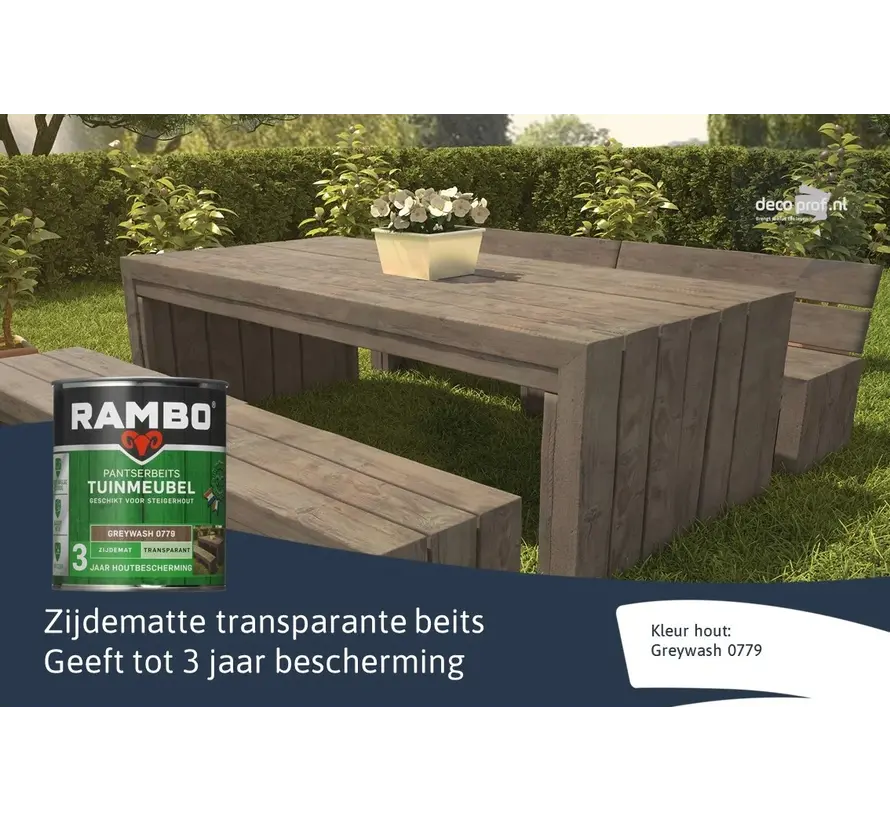 Rambo Pantserbeits Tuinmeubel Zijdeglans Transparant Greywash 0779 - 750 ML