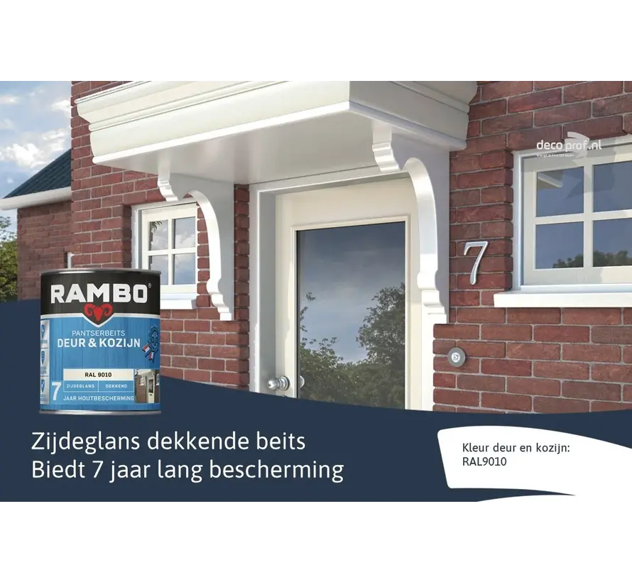 Rambo Pantserbeits Deur&Kozijn Zijdeglans Dekkend Ral 9010 - 750 ML