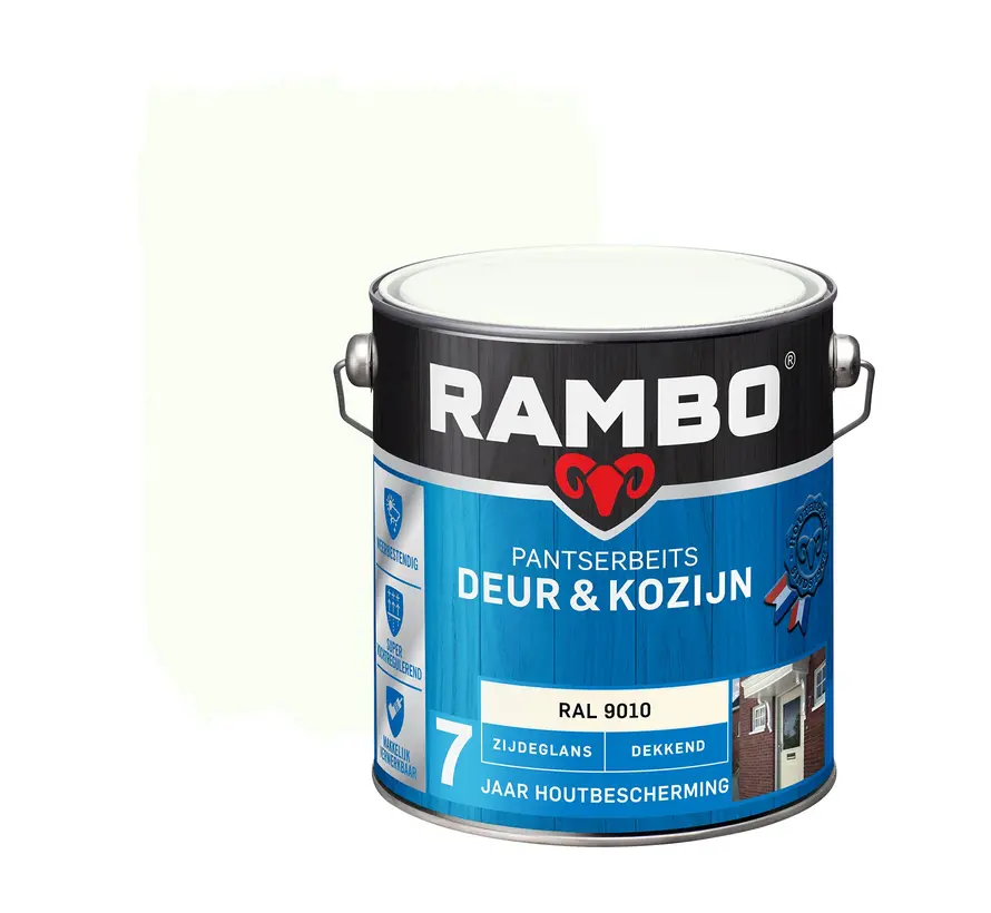 Rambo Pantserbeits Deur&Kozijn Zijdeglans Dekkend Ral 9010 - 750 ML