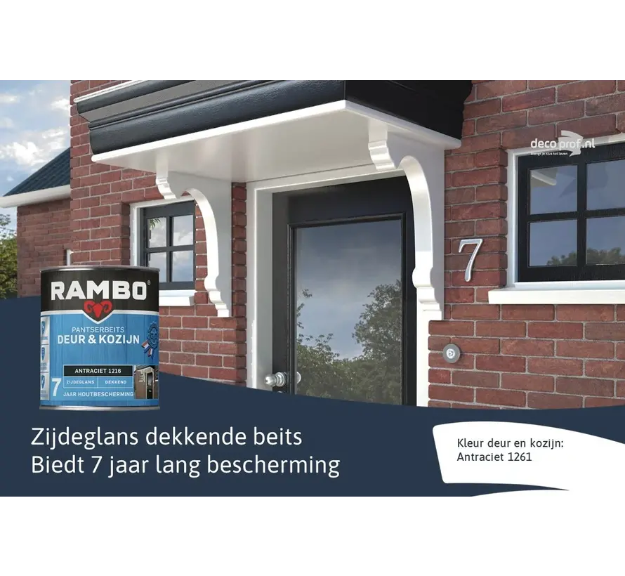 Rambo Pantserbeits Deur&Kozijn Zijdeglans Dekkend Antraciet 1216 - 750 ML