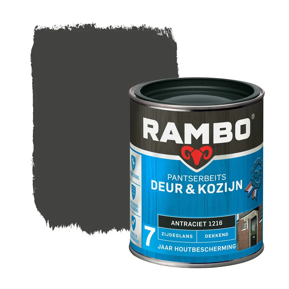 Rambo Pantserbeits Deur&Kozijn Zijdeglans Dekkend Antraciet 1216 Rambo Pantserbeits Deur&Kozijn Zijdeglans Dekkend Antraciet 1216