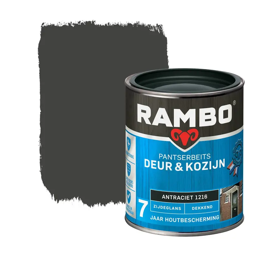 Rambo Pantserbeits Deur&Kozijn Zijdeglans Dekkend Antraciet 1216 - 750 ML