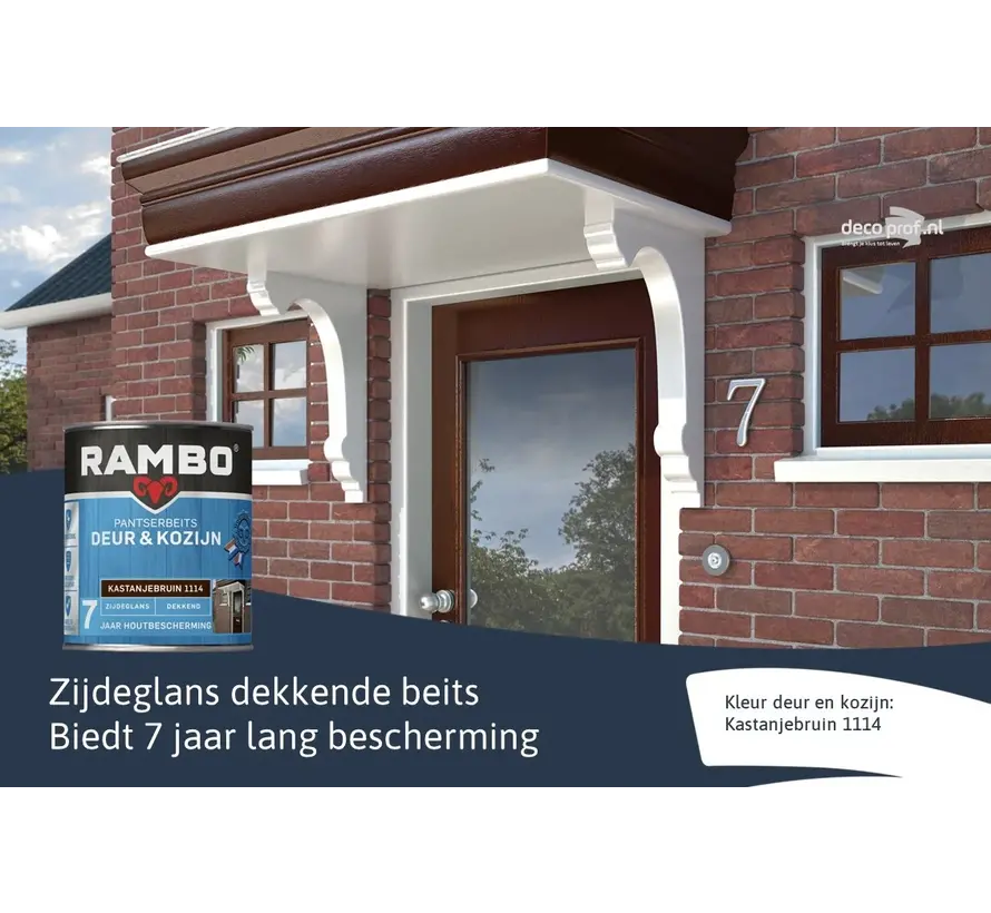 Rambo Pantserbeits Deur&Kozijn Zijdeglans Dekkend Kastanjebruin 1114 - 750 ML