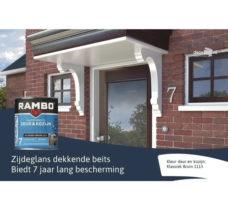 Rambo Pantserbeits Deur&Kozijn Zijdeglans Dekkend Klassiekbruin 1113 - 750 ML