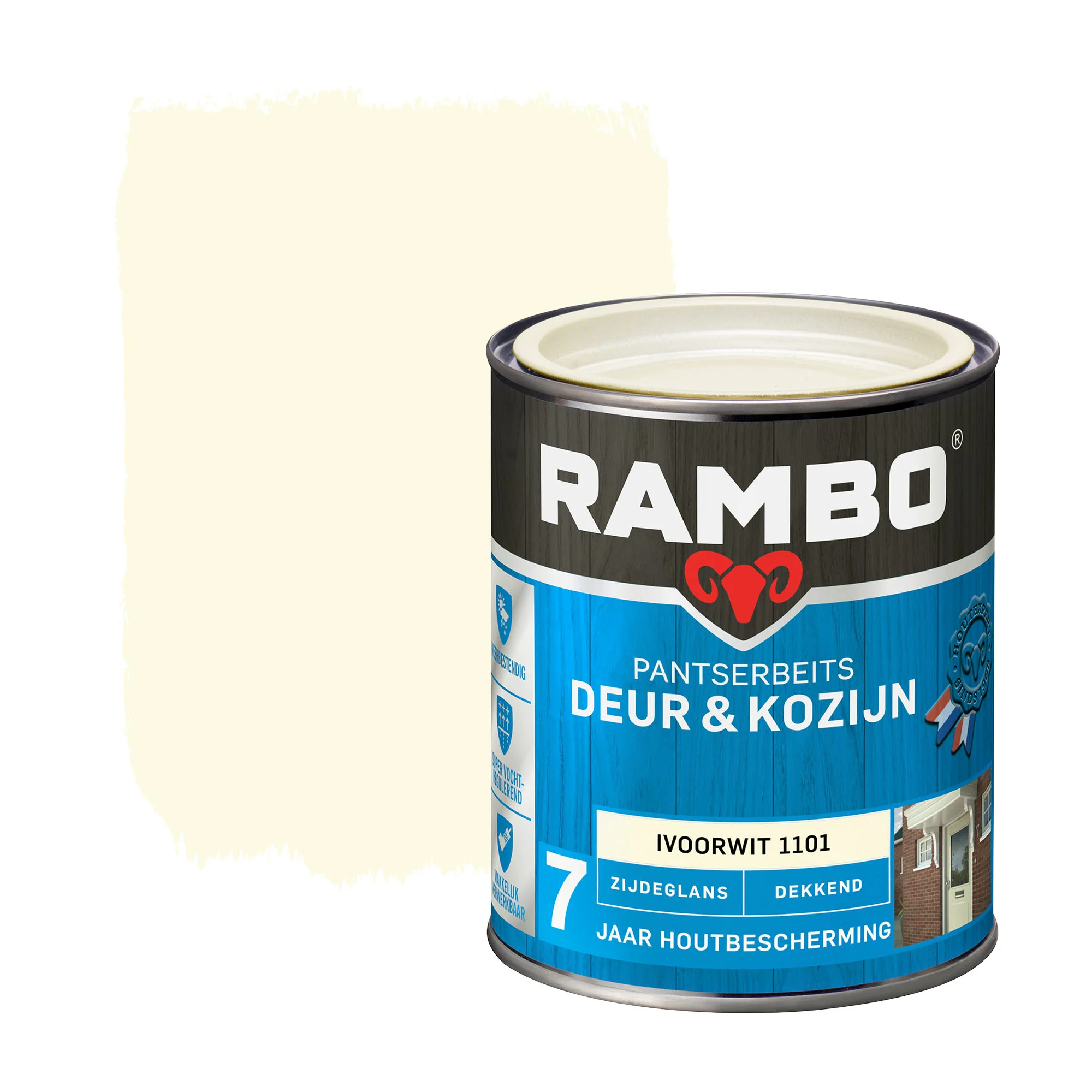 Pantserbeits Deur&Kozijn Zijdeglans Dekkend Ivoorwit 1101 | 750 ML