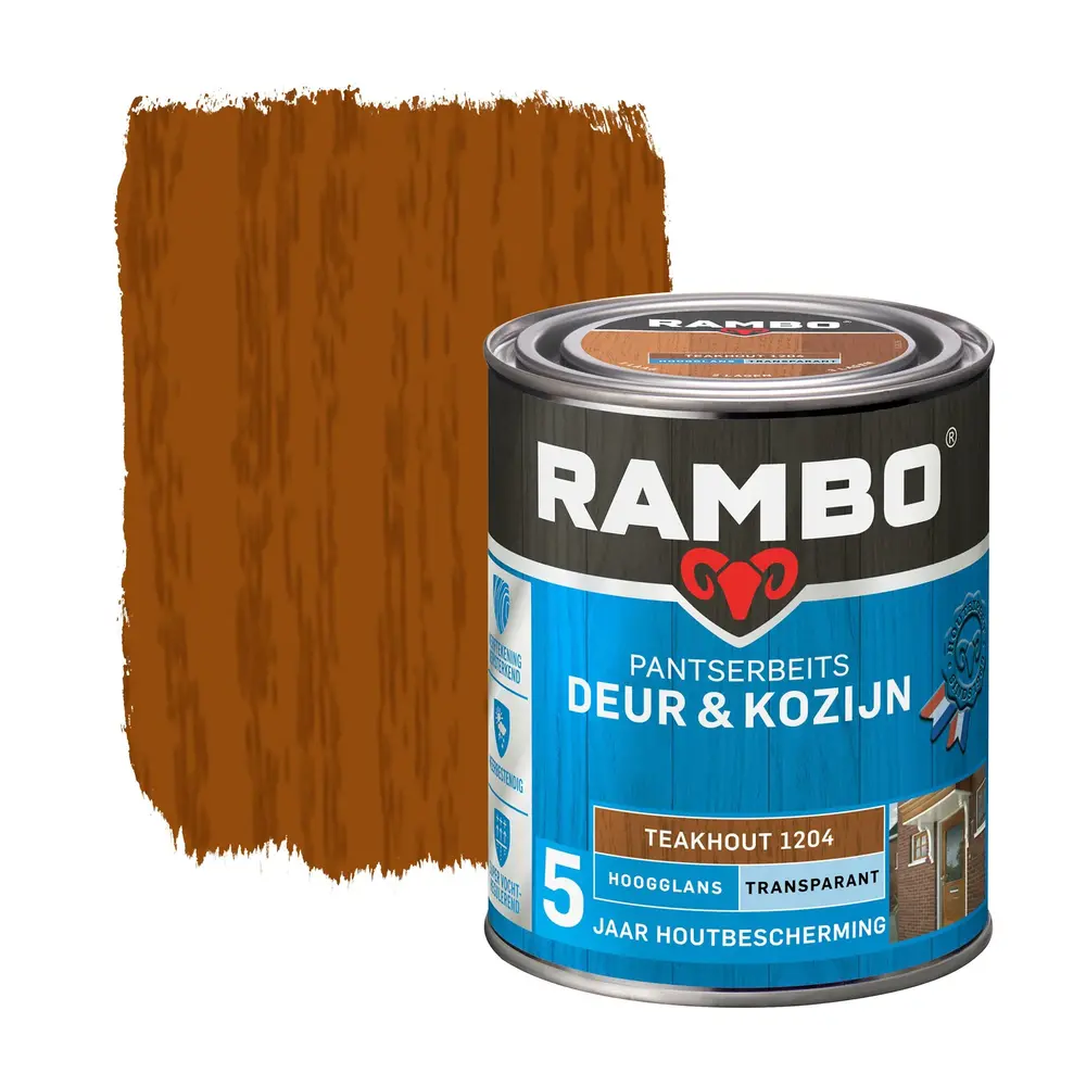 Rambo Pantserbeits Deur&Kozijn Hoogglans Transparant Teakhout 1204 Rambo Pantserbeits Deur&Kozijn Hoogglans Transparant Teakhout 1204
