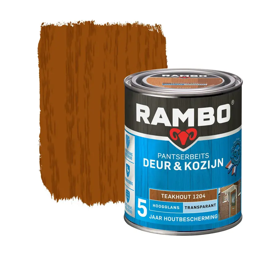 Rambo Pantserbeits Deur&Kozijn Hoogglans Transparant Teakhout 1204 - 750 ML