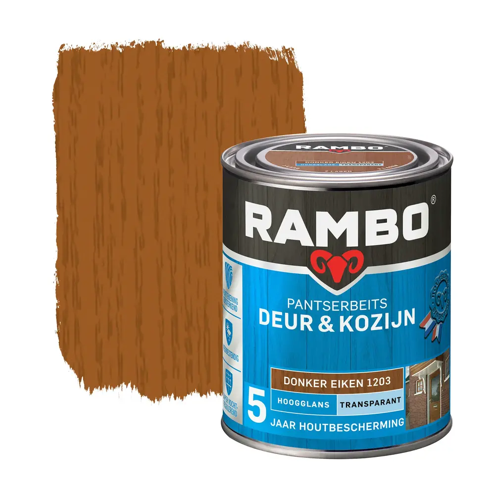 Rambo Pantserbeits Deur&Kozijn Hoogglans Transparant Donker Eiken 1203