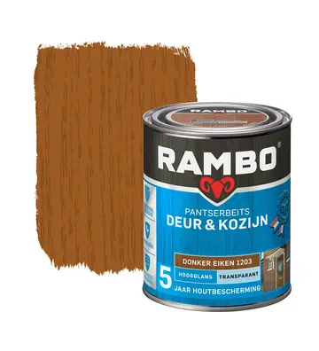 Rambo Pantserbeits Deur&Kozijn Hoogglans Transparant Donker Eiken 1203