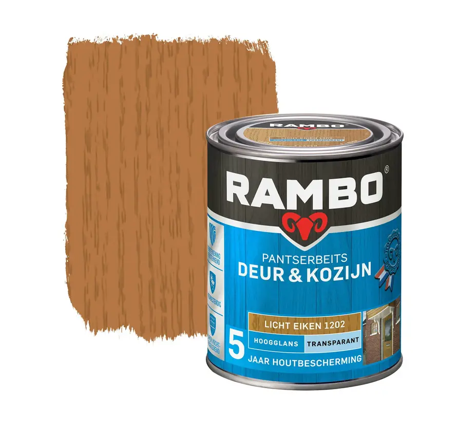 Rambo Pantserbeits Deur&Kozijn Hoogglans Transparant L.Eiken 1202 - 750 ML