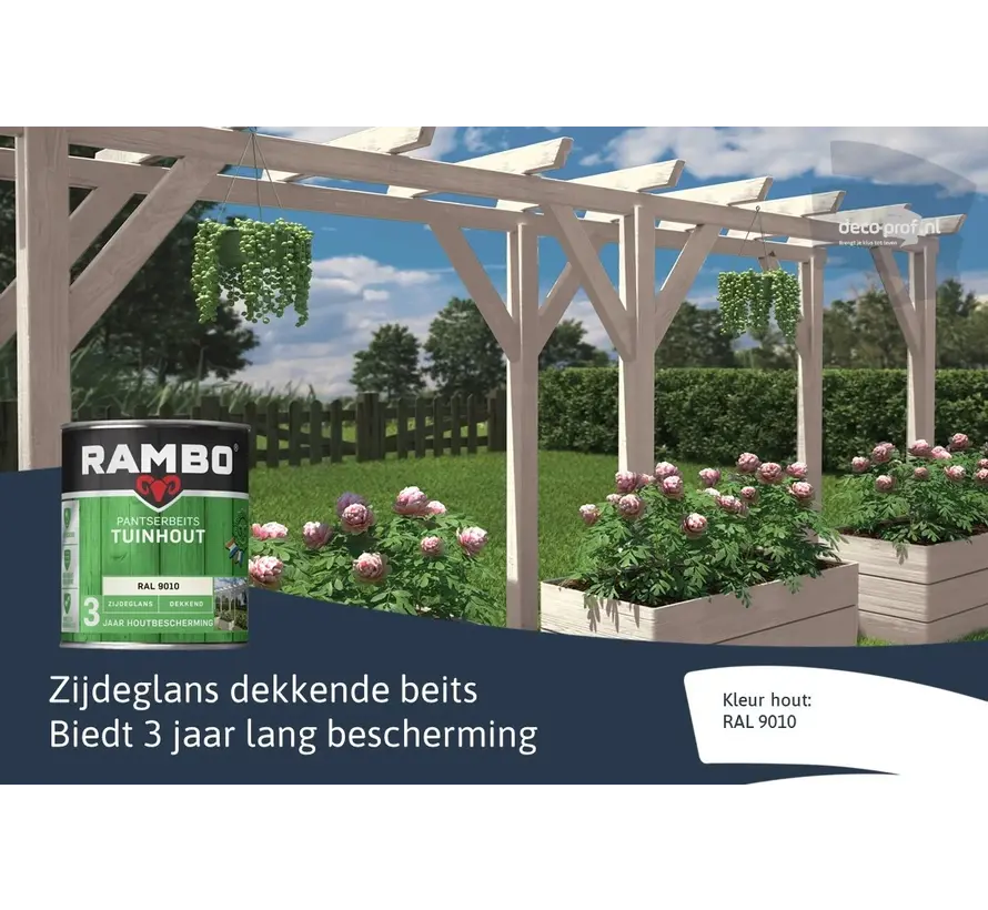 Rambo Pantserbeits Tuinhout Zijdeglans Dekkend Ral 9010 - 750 ML