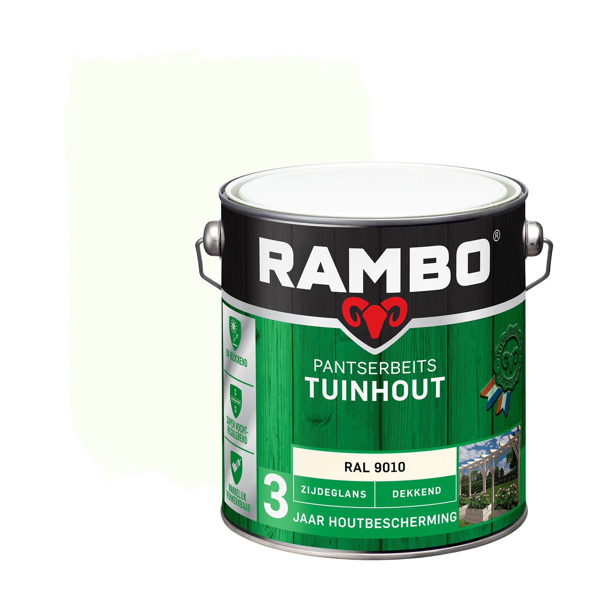 Pantserbeits Tuinhout Zijdeglans Dekkend Ral 9010 | 2,5 LTR