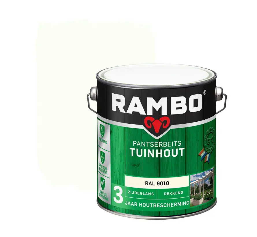 Rambo Pantserbeits Tuinhout Zijdeglans Dekkend Ral 9010 - 750 ML