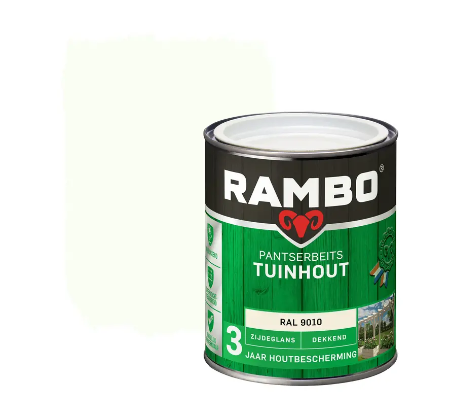 Rambo Pantserbeits Tuinhout Zijdeglans Dekkend Ral 9010 - 750 ML