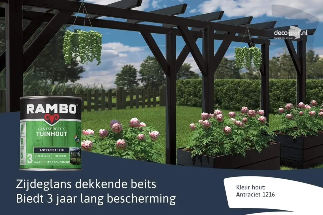 Rambo Pantserbeits Tuinhout Zijdeglans Dekkend Antraciet 1216 Rambo Pantserbeits Tuinhout Zijdeglans Dekkend Antraciet 1216
