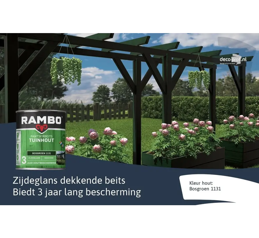 Rambo Pantserbeits Tuinhout Zijdeglans Dekkend Bosgroen 1131 - 750 ML