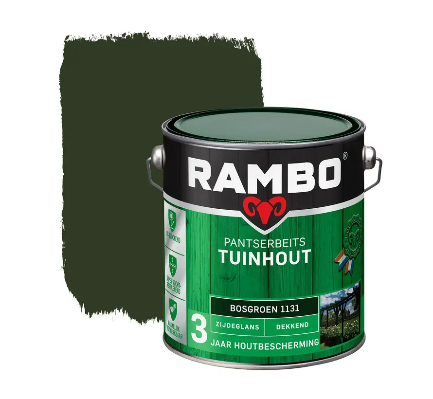 Rambo Pantserbeits Tuinhout Zijdeglans Dekkend Bosgroen 1131 - 750 ML