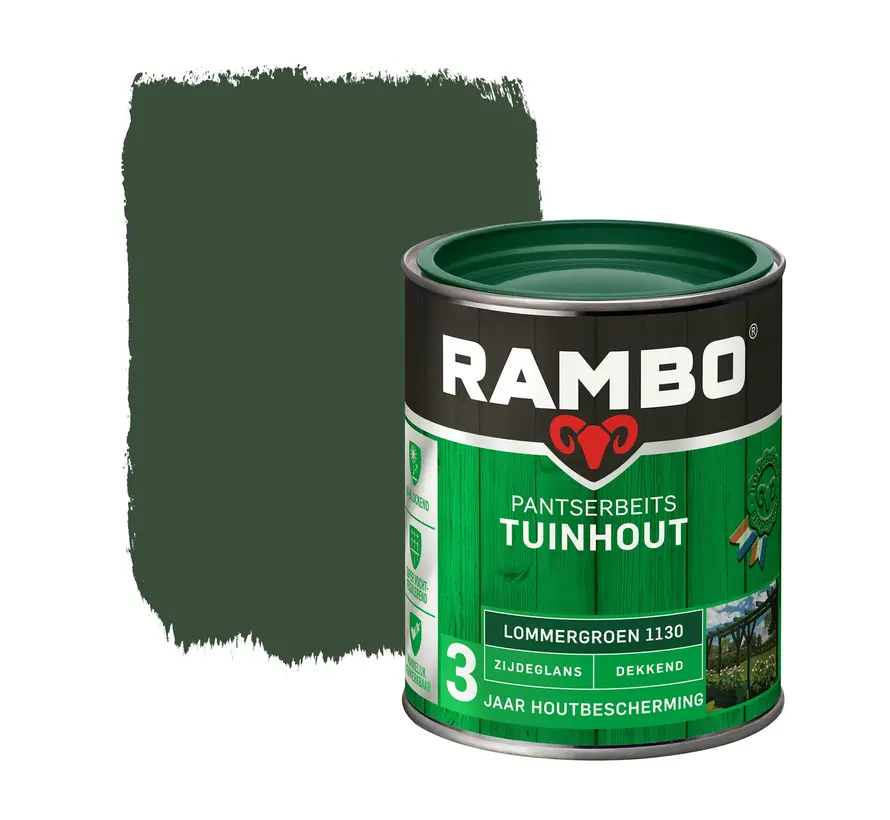 Rambo Pantserbeits Tuinhout Zijdeglans Dekkend Lommergroen 1130 - 750 ML