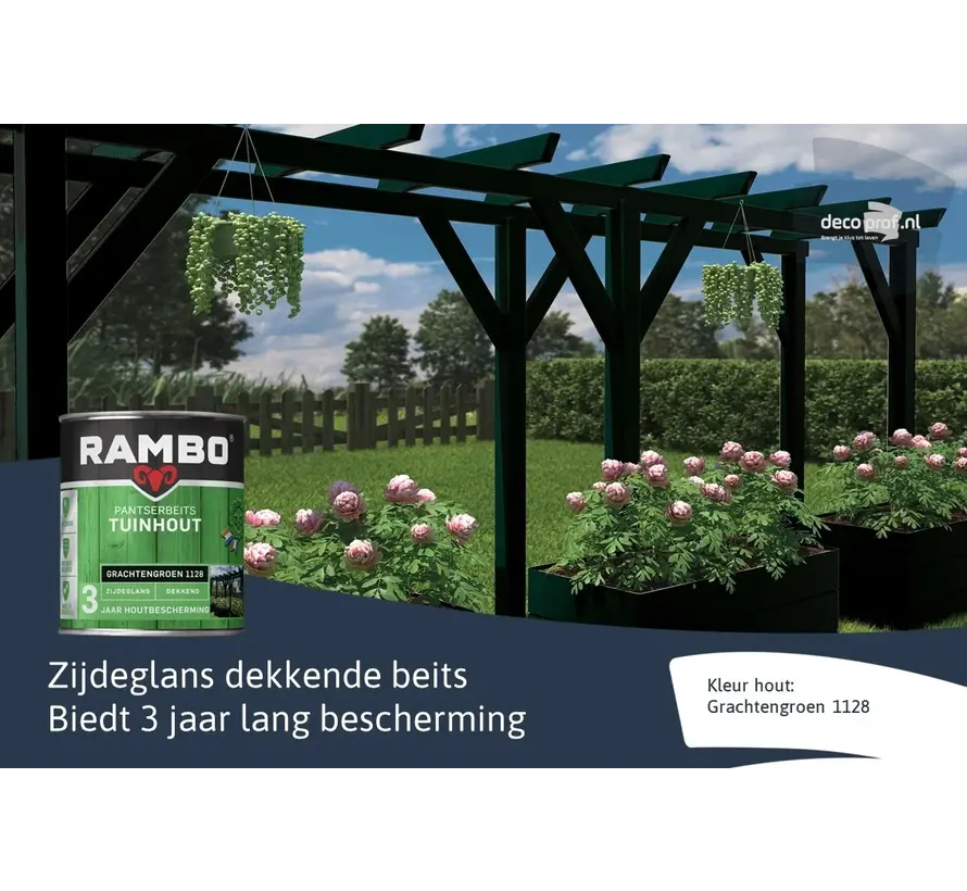 Rambo Pantserbeits Tuinhout Zijdeglans Dekkend Grachtengroen 1128 - 750 ML