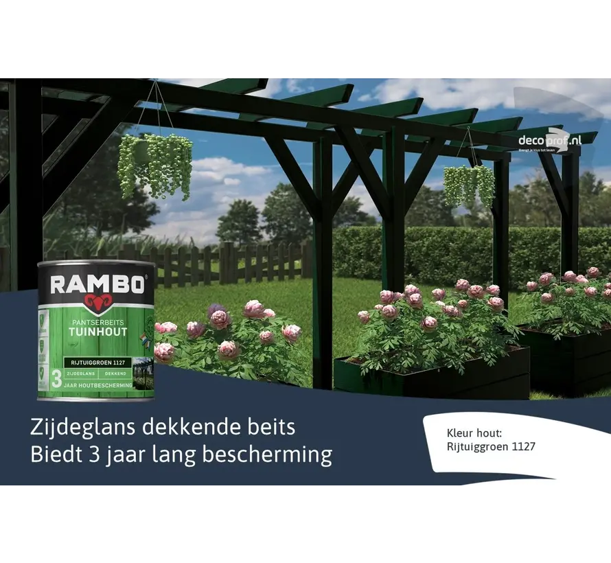 Rambo Pantserbeits Tuinhout Zijdeglans Dekkend Rijtuiggroen 1127 - 750 ML